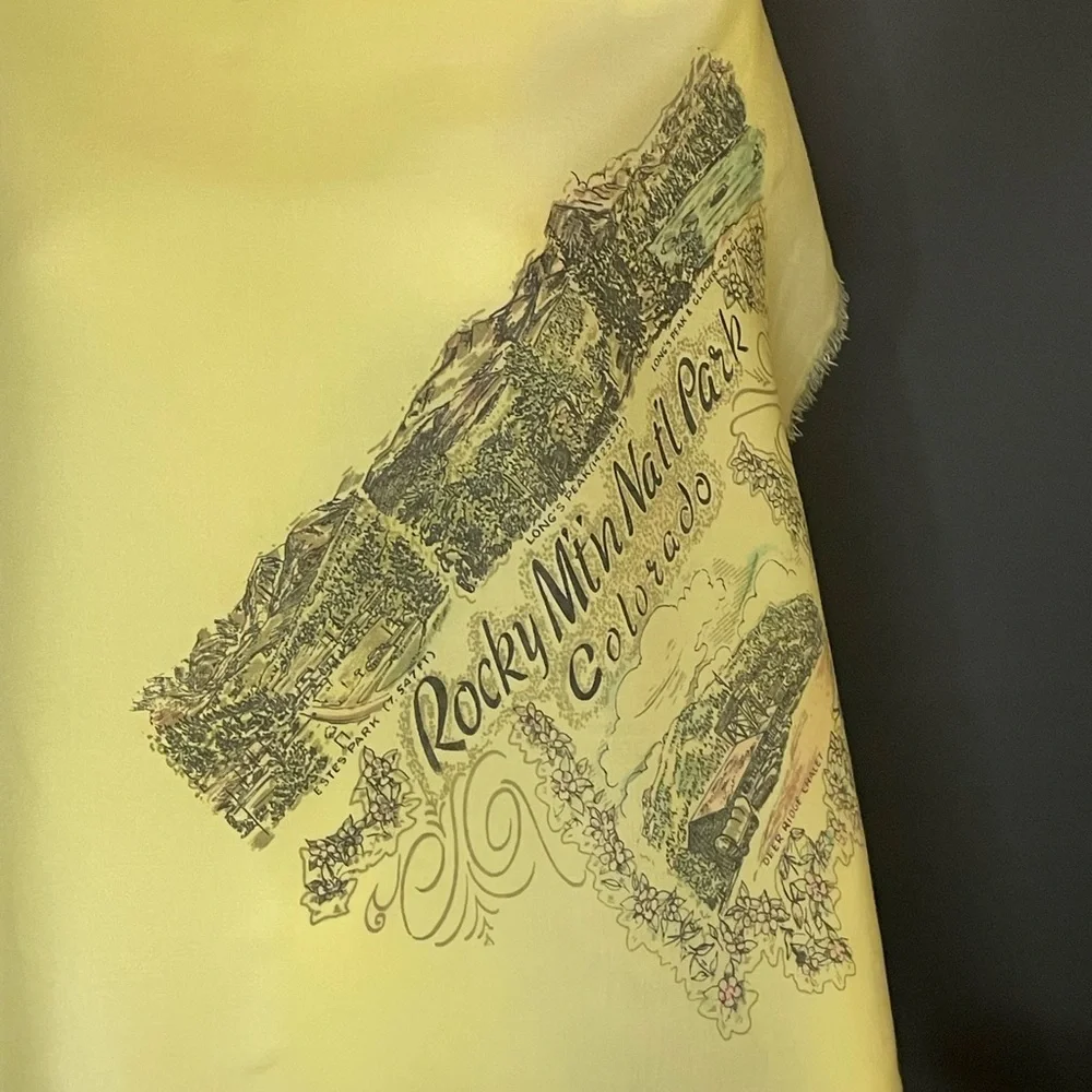 Vintage Rocky Mountain Park Souvenir Cotton Scarf 26 In Excellent Condition - Picture 3 of 9